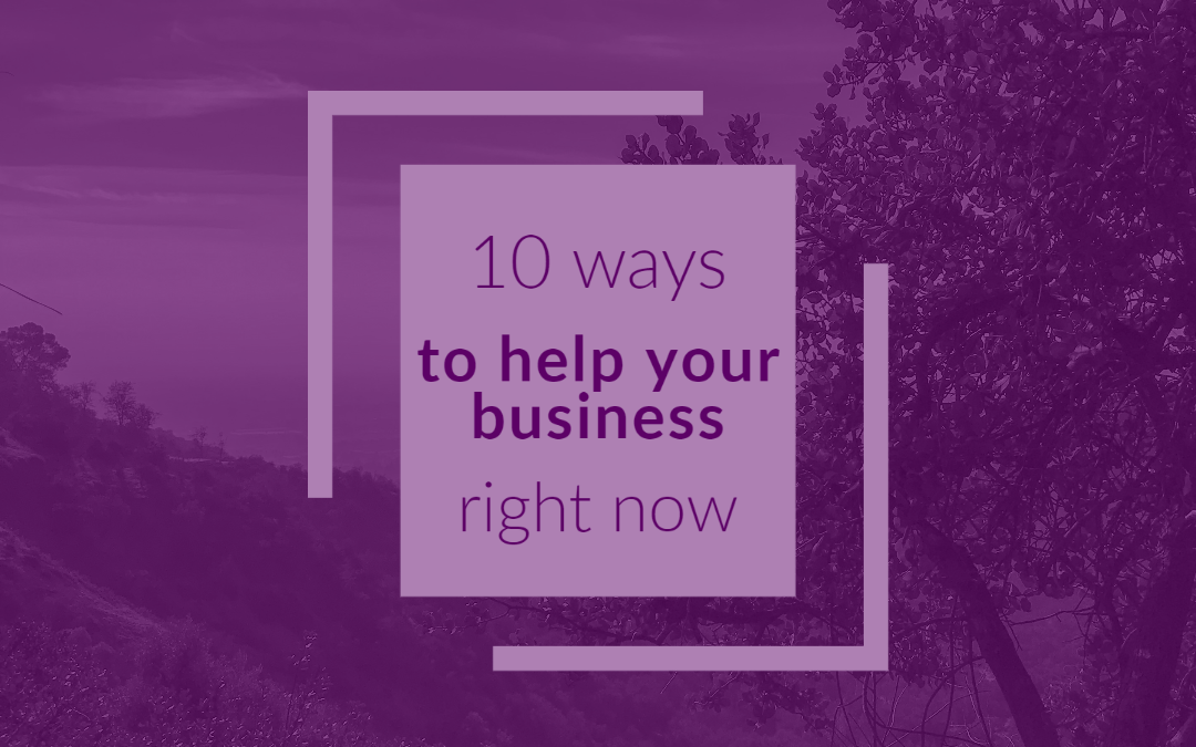 pruple image with boxes that read "10 ways to help your business"